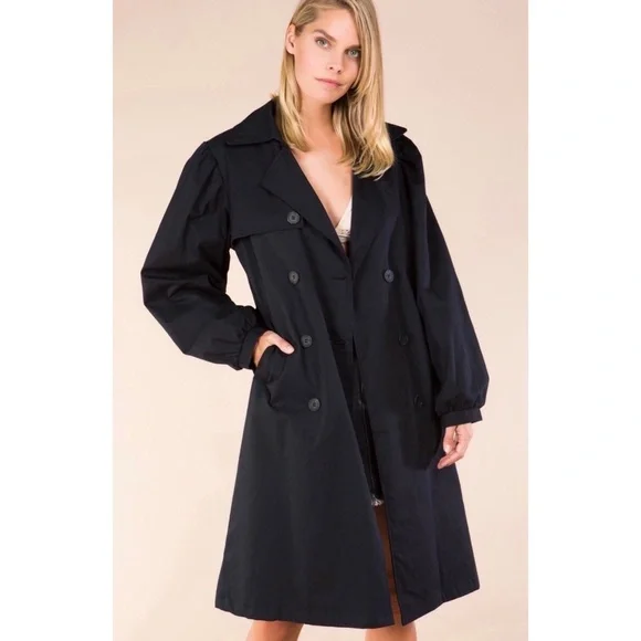 POL Classic Black Double Breasted Trench Coat - Picture 3 of 8